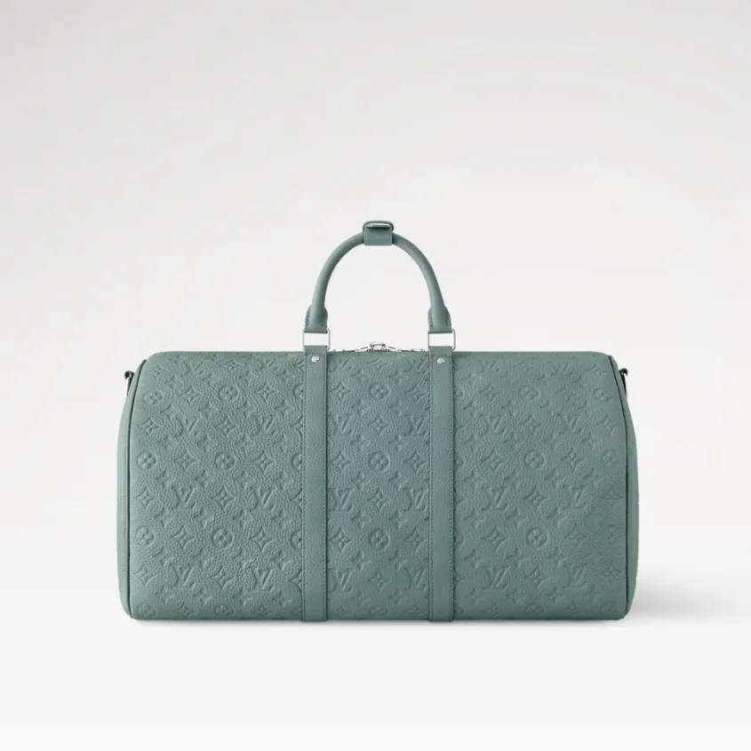 Louis Vuitton Keepall Bandouliere 50 Travel Bag / Misty Lake Green Silver Hardware - Image 5