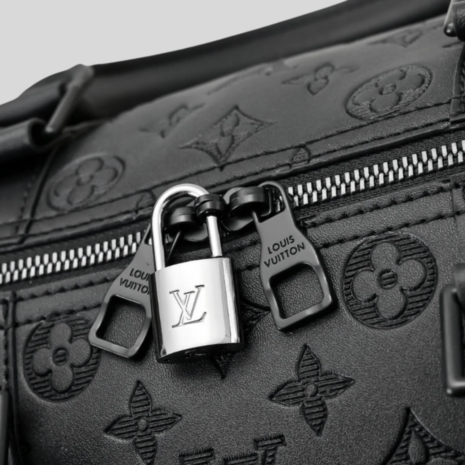 Louis Vuitton Keepall Bandouliere 50 Travel Bag / Black Monogram Shadow Matte Black Hardware - Image 7