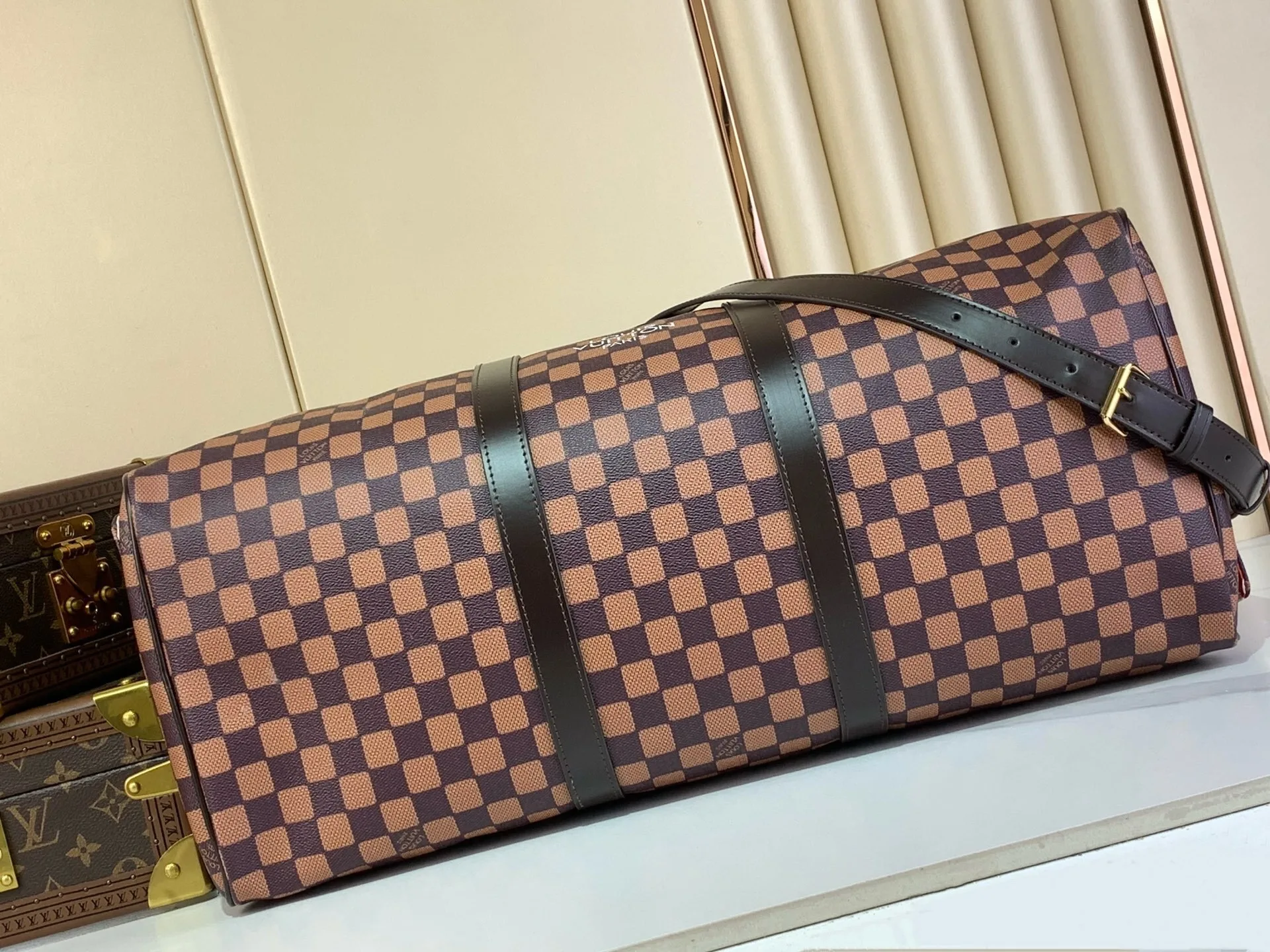 Louis Vuitton Keepall Bandouliere 50 Travel Bag / Brown Damier Phriendship Gold Hardware - Image 6
