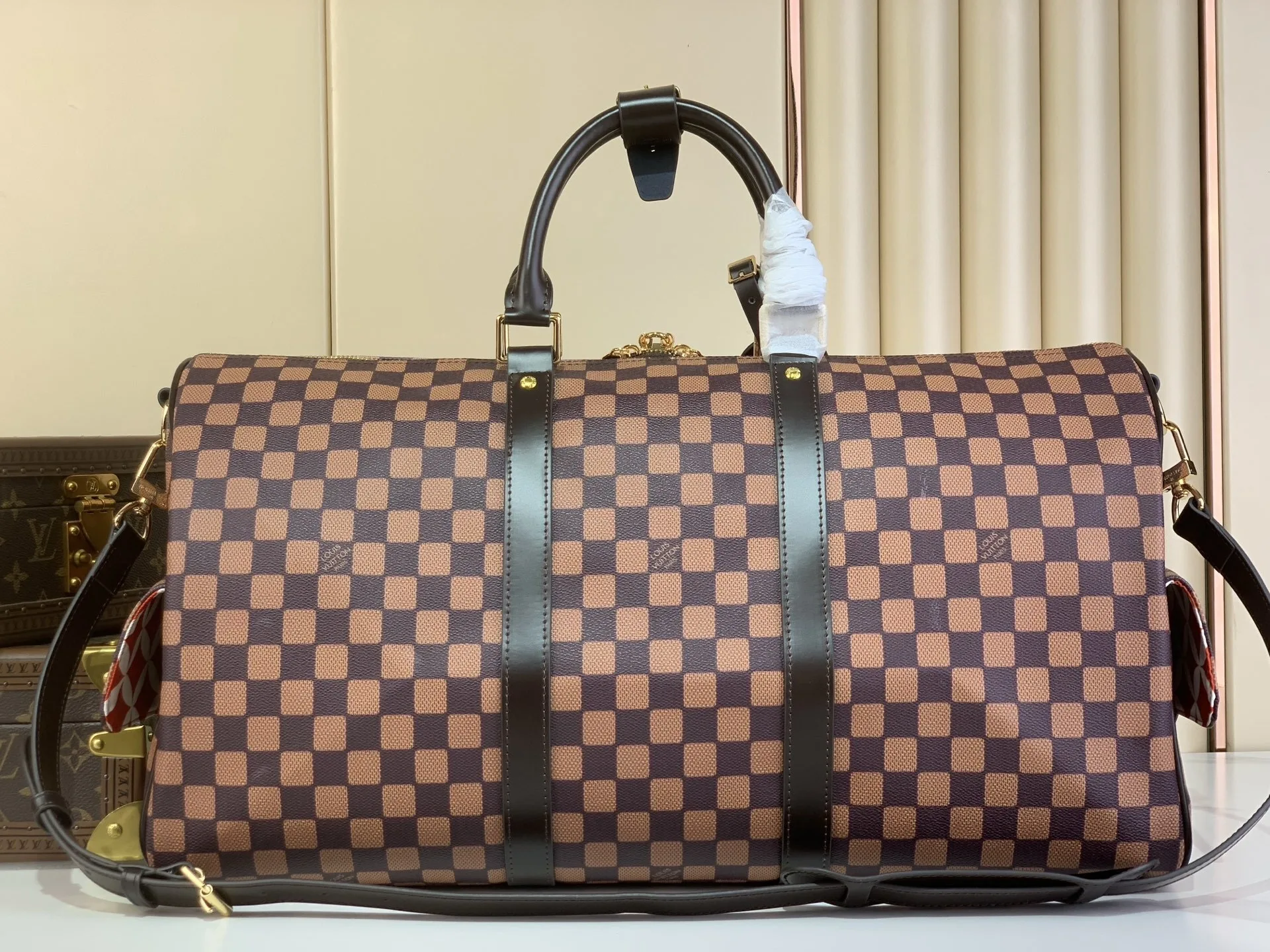 Louis Vuitton Keepall Bandouliere 50 Travel Bag / Brown Damier Phriendship Gold Hardware - Image 5