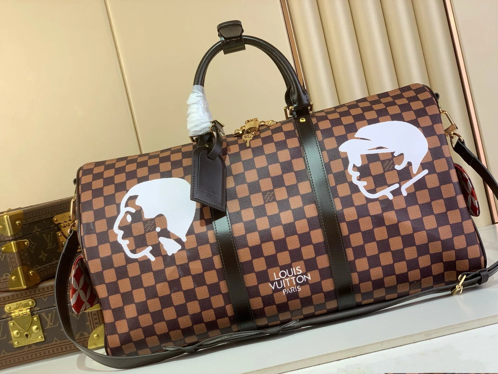 Louis Vuitton Keepall Bandouliere 50 Travel Bag / Brown Damier Phriendship Gold Hardware - Image 3