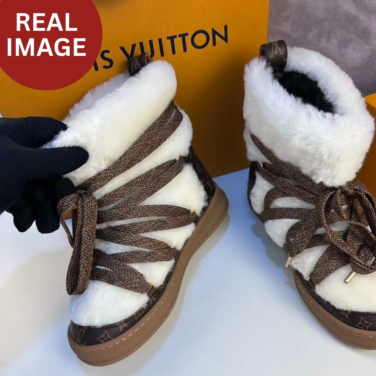 Louis Vuitton LV Cloud Lace-Up Ankle Boots Sneaker Beige 1AIV31 - Image 7