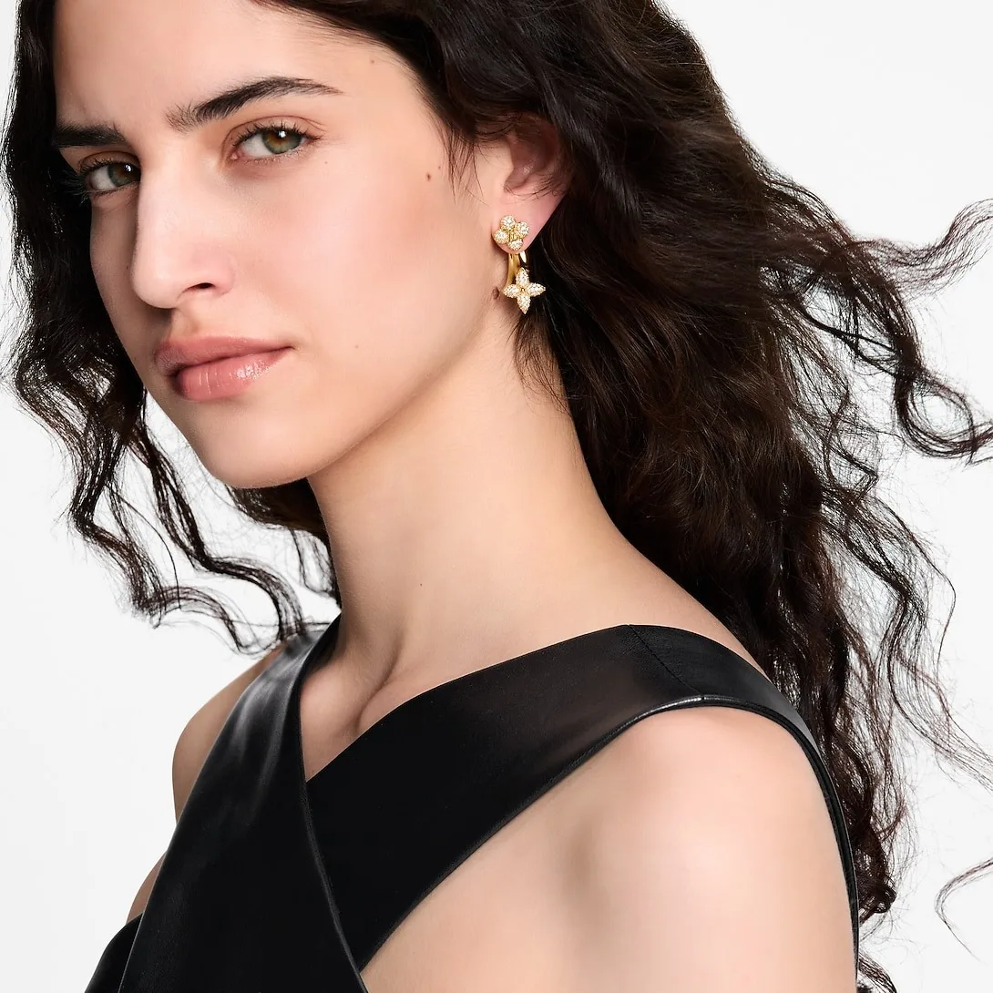 Alternative view of Louis Vuitton LV Flower Comet Earrings Gold Hardware