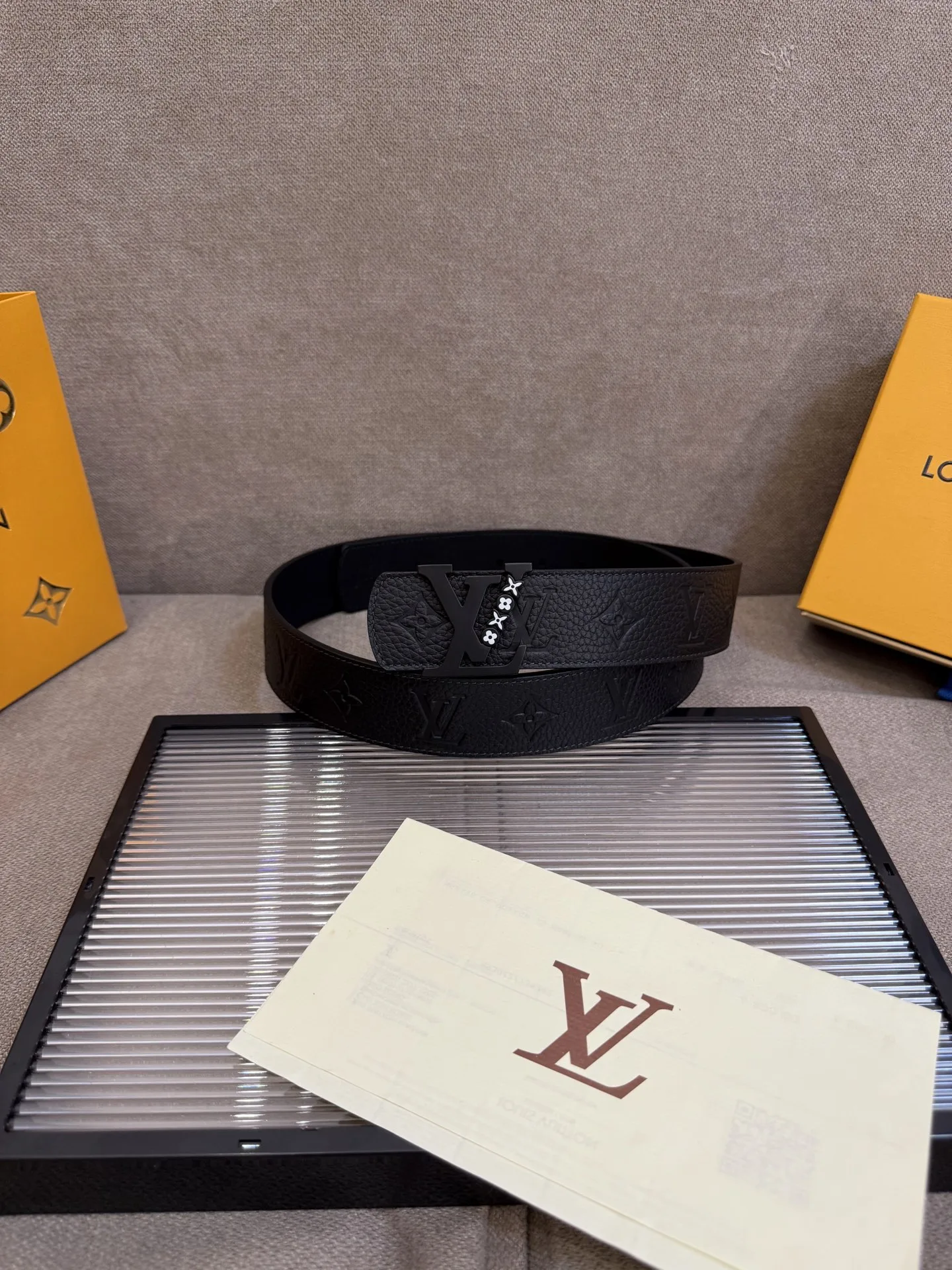 Alternative view of Louis Vuitton LV Initiales Embossed Monogram Pattern Belt Black