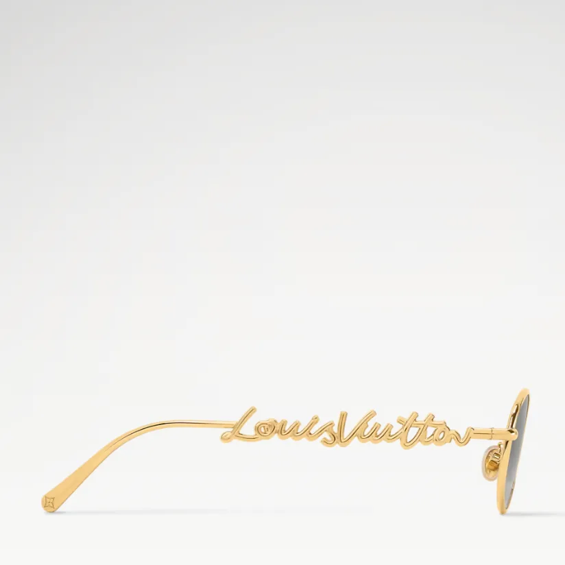 Louis Vuitton LV Script Metal Round Sunglasses Gold Hardware - Image 3