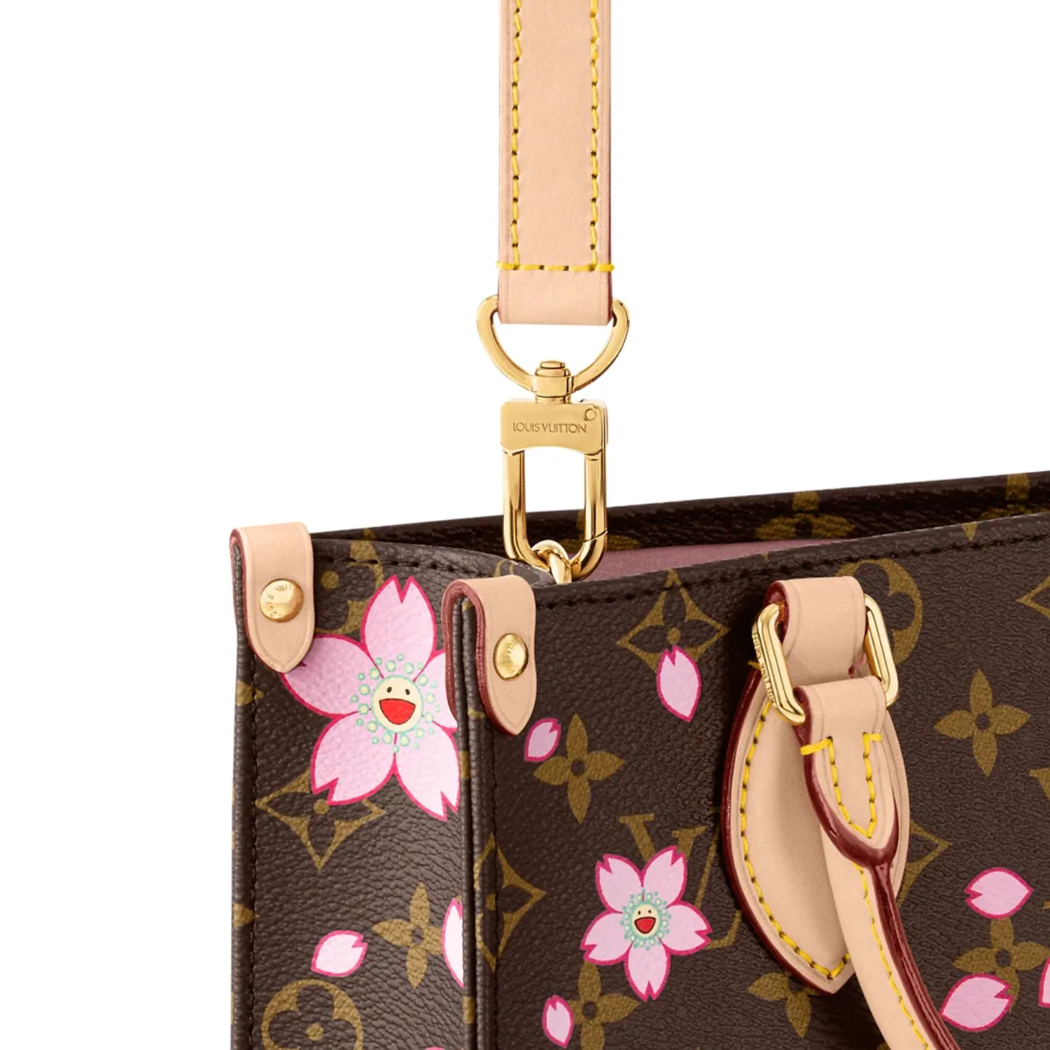 Louis Vuitton LV x Murakami OnTheGo PM Tote Bag / Sakura Brown Gold Hardware - Image 4
