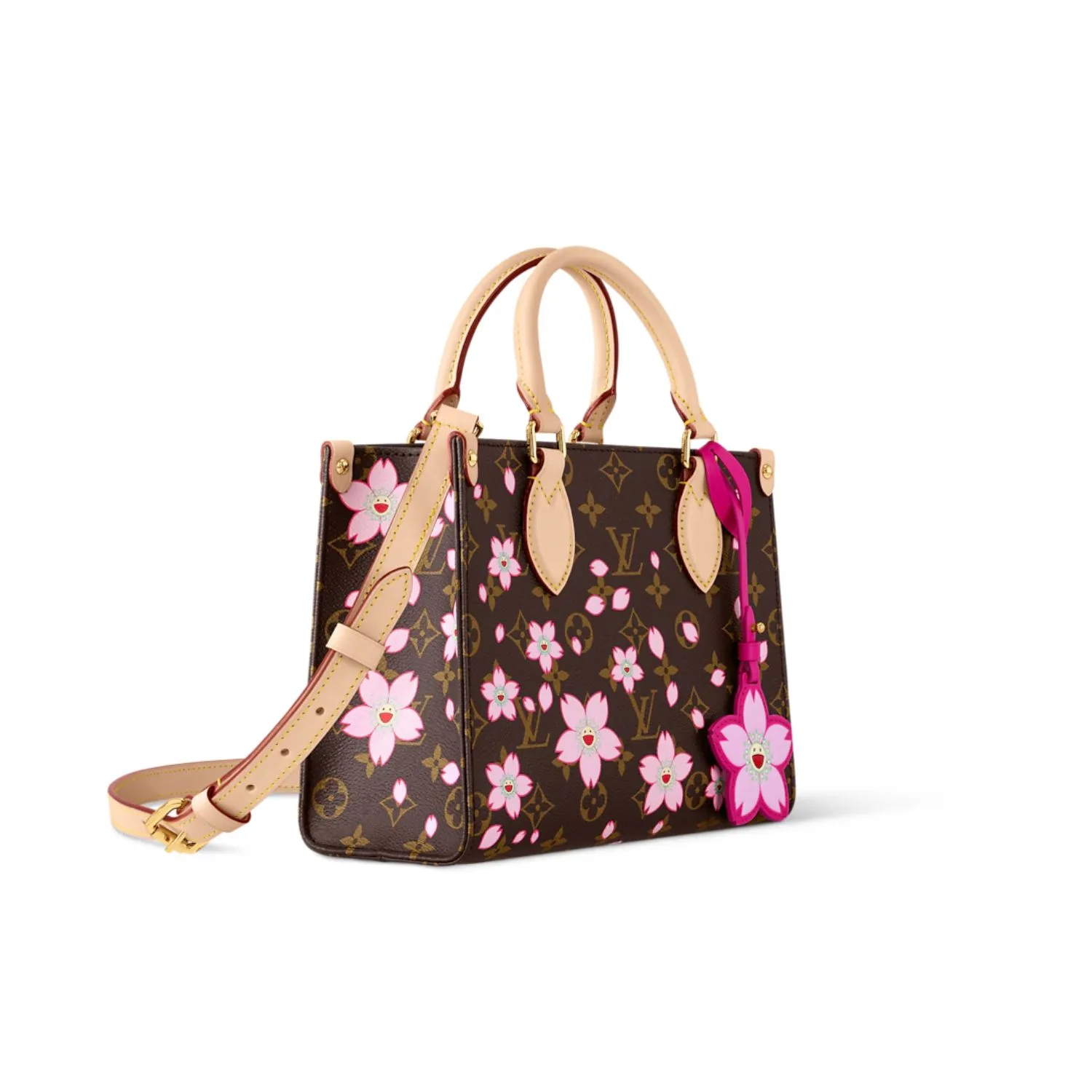 Louis Vuitton LV x Murakami OnTheGo PM Tote Bag / Sakura Brown Gold Hardware - Image 3