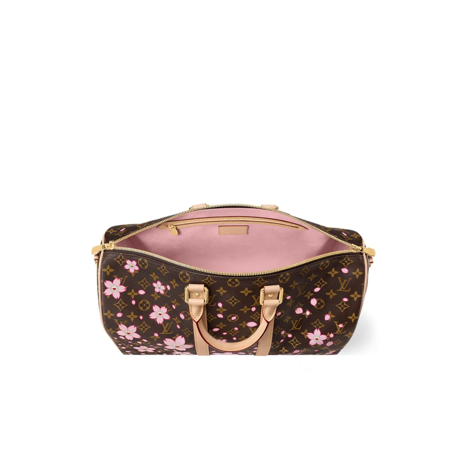 Louis Vuitton LV x Murakami Keepall Bandouliere 45 Travel Bag / Sakura Brown Gold Hardware - Image 4