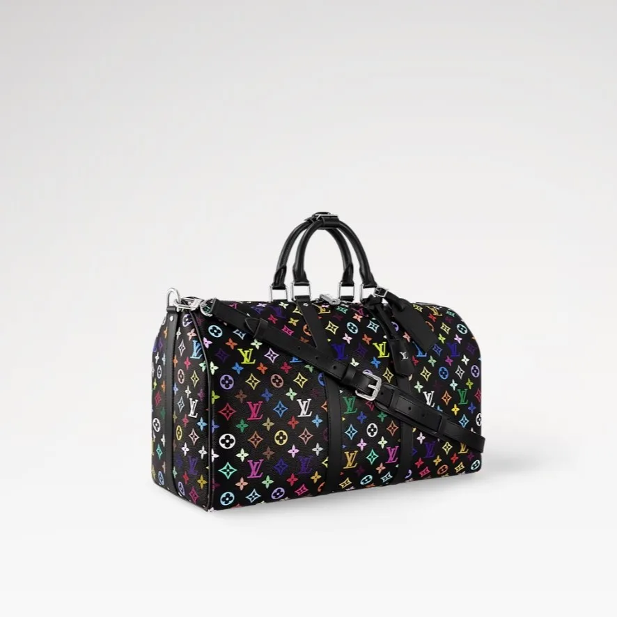 Louis Vuitton LV x TM Keepall Bandouliere 50 Travel Bag / Multicolore Black Silver Hardware - Image 3