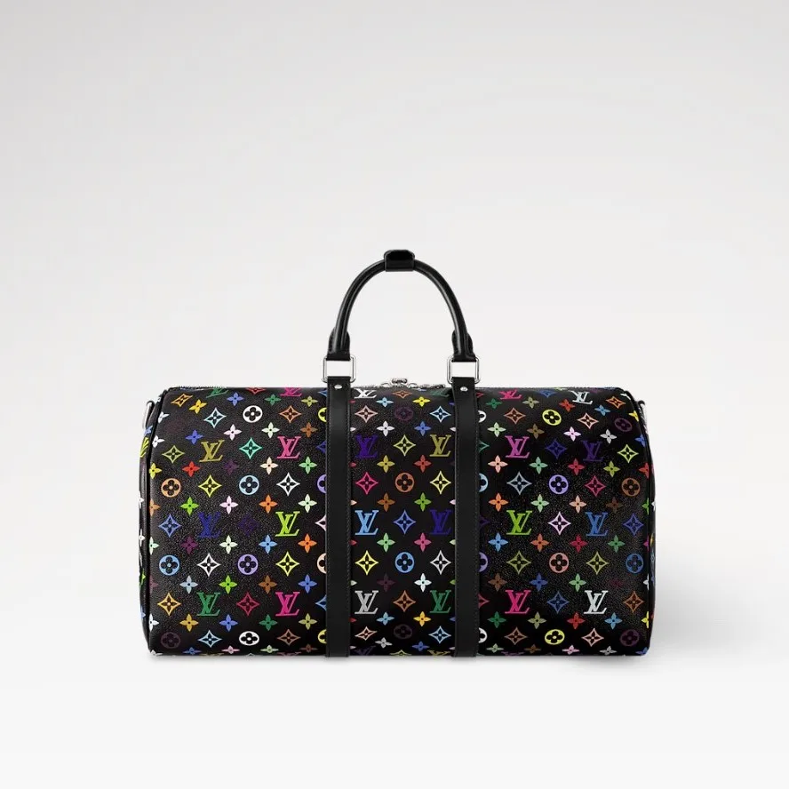 Louis Vuitton LV x TM Keepall Bandouliere 50 Travel Bag / Multicolore Black Silver Hardware - Image 4