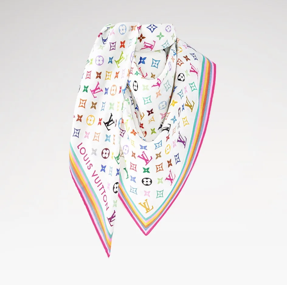 Louis Vuitton LV x TM Monogram Multicolor Shawl / White - Image 5