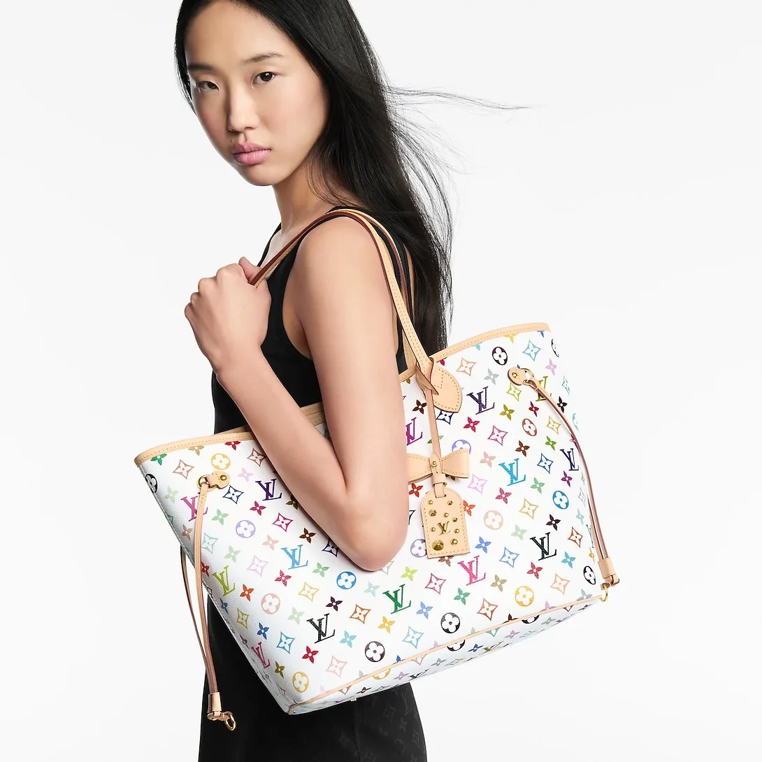 Louis Vuitton LV x TM Neverfull MM Tote Bag / Multicolor Gold Hardware - Image 3