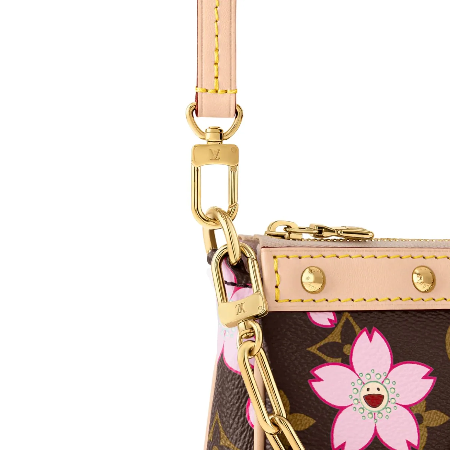 Louis Vuitton LV x Murakami Pochette Accessoires Shoulder Bag / Sakura Brown Gold Hardware - Image 6