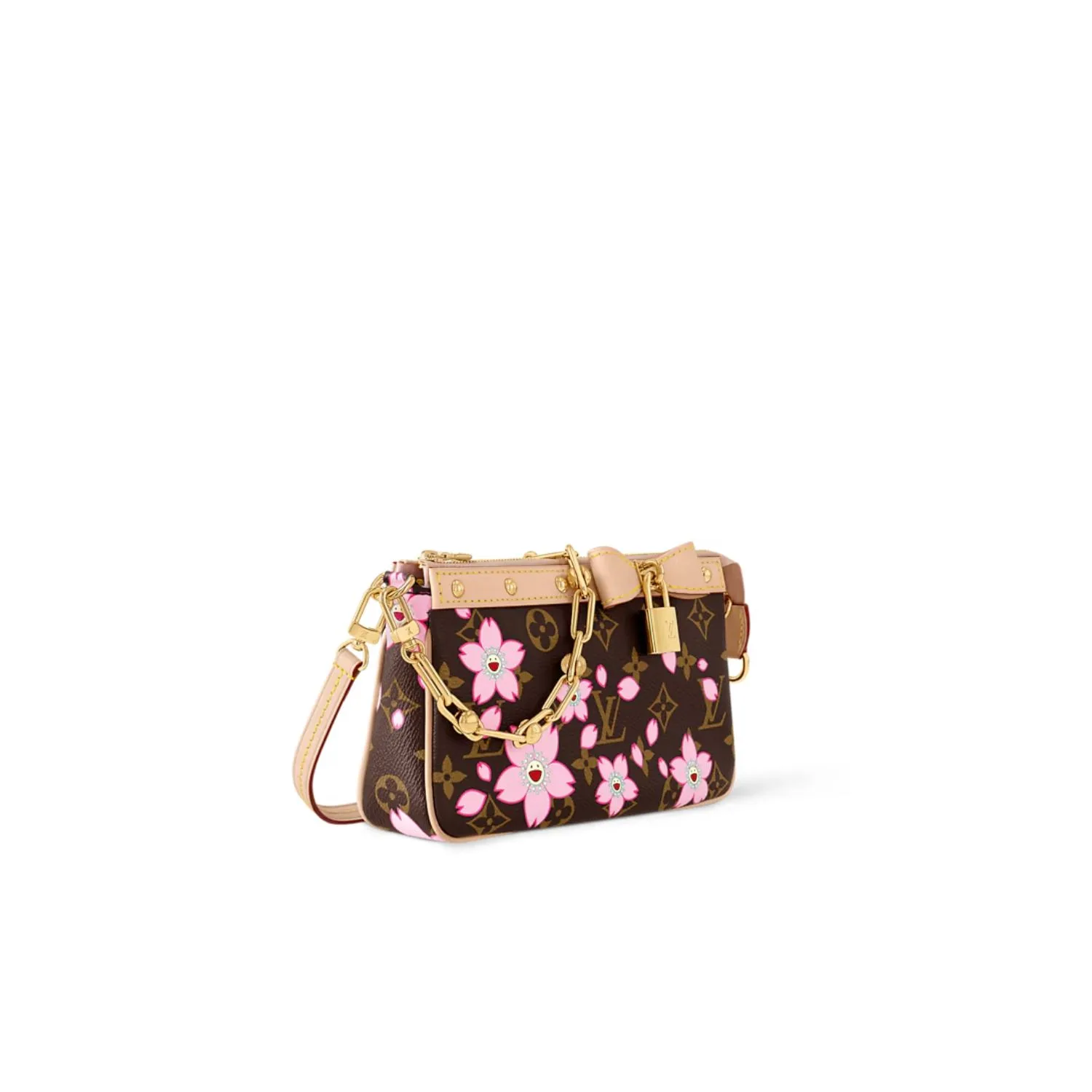 Louis Vuitton LV x Murakami Pochette Accessoires Shoulder Bag / Sakura Brown Gold Hardware - Image 5