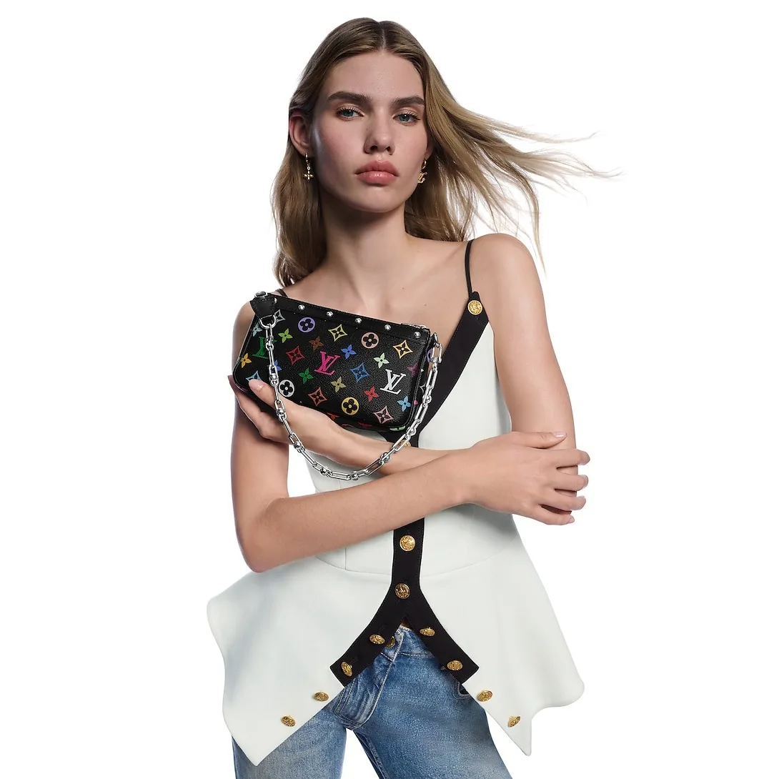 Alternative view of Louis Vuitton LV x TM Pochette Accessoires Shoulder Bag / Multicolor Monogram Canvas Gold Hardware