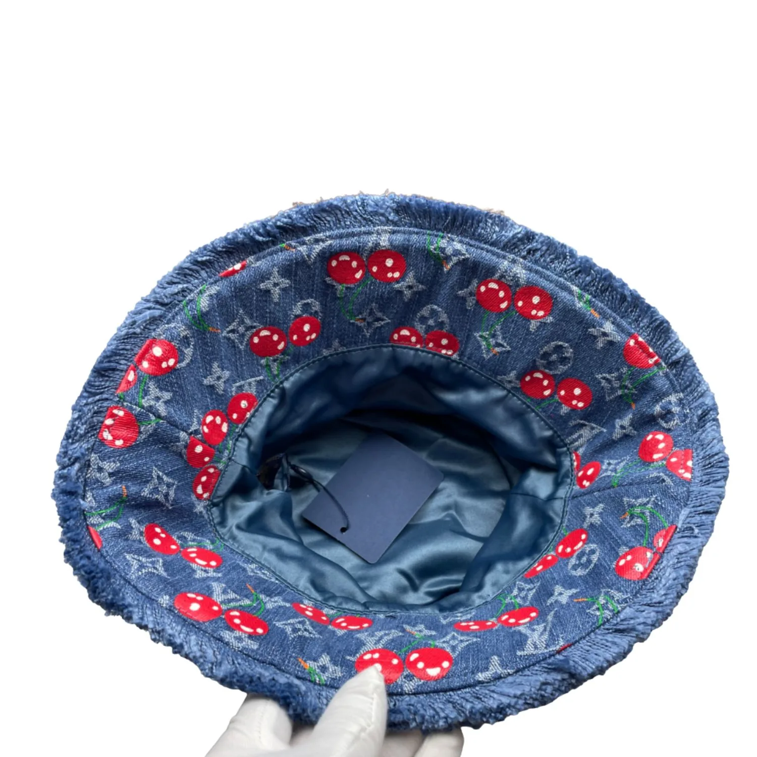 Louis Vuitton LV x TM Denim Cerise Bucket Hat Blue - Image 4
