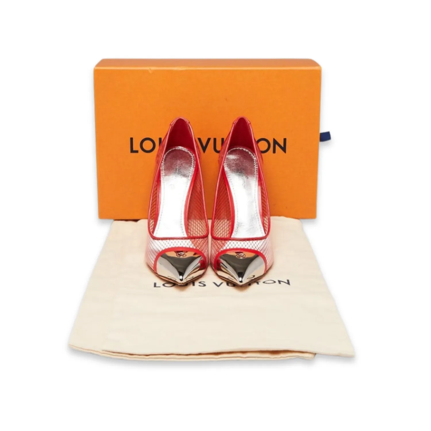 Louis Vuitton Mesh And PVC Twist Pumps Red - Image 5