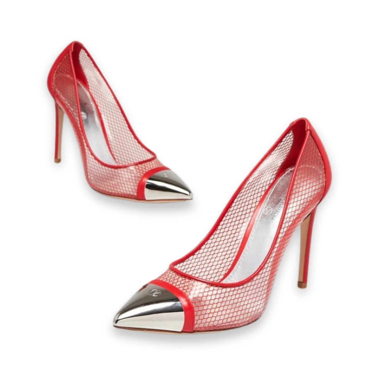 Alternative view of Louis Vuitton Mesh And PVC Twist Pumps Red