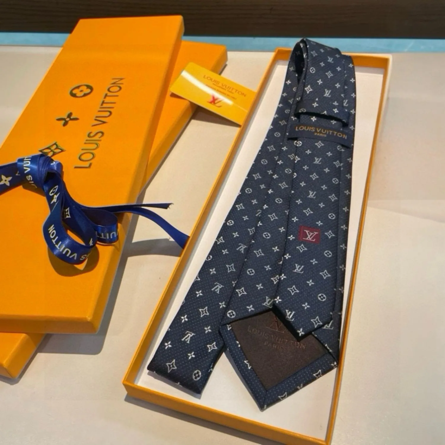 Louis Vuitton Monogram Silk Tie Deep Blue - Image 3