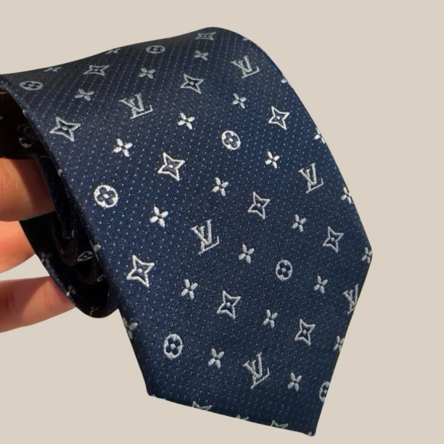 Louis Vuitton Monogram Silk Tie Deep Blue - Image 5