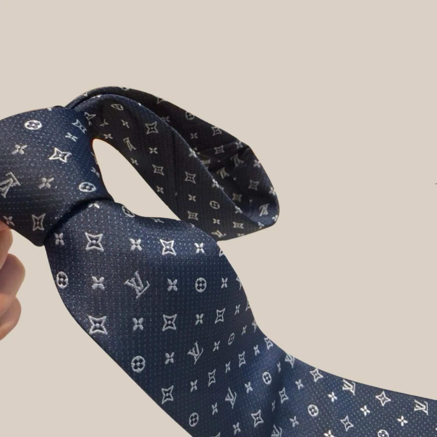 Louis Vuitton Monogram Silk Tie Deep Blue - Image 4