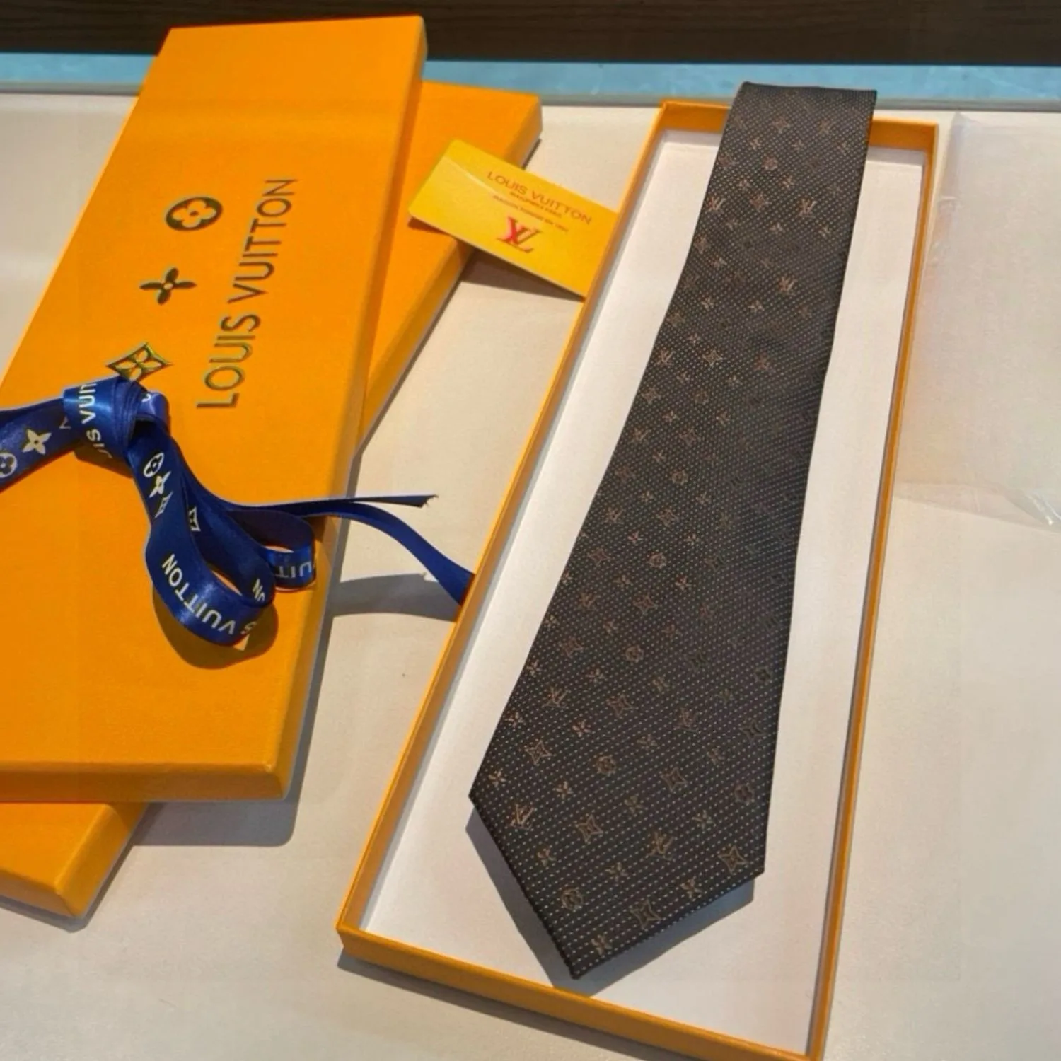 Louis Vuitton Monogram Silk Tie Deep Brown - Image 7
