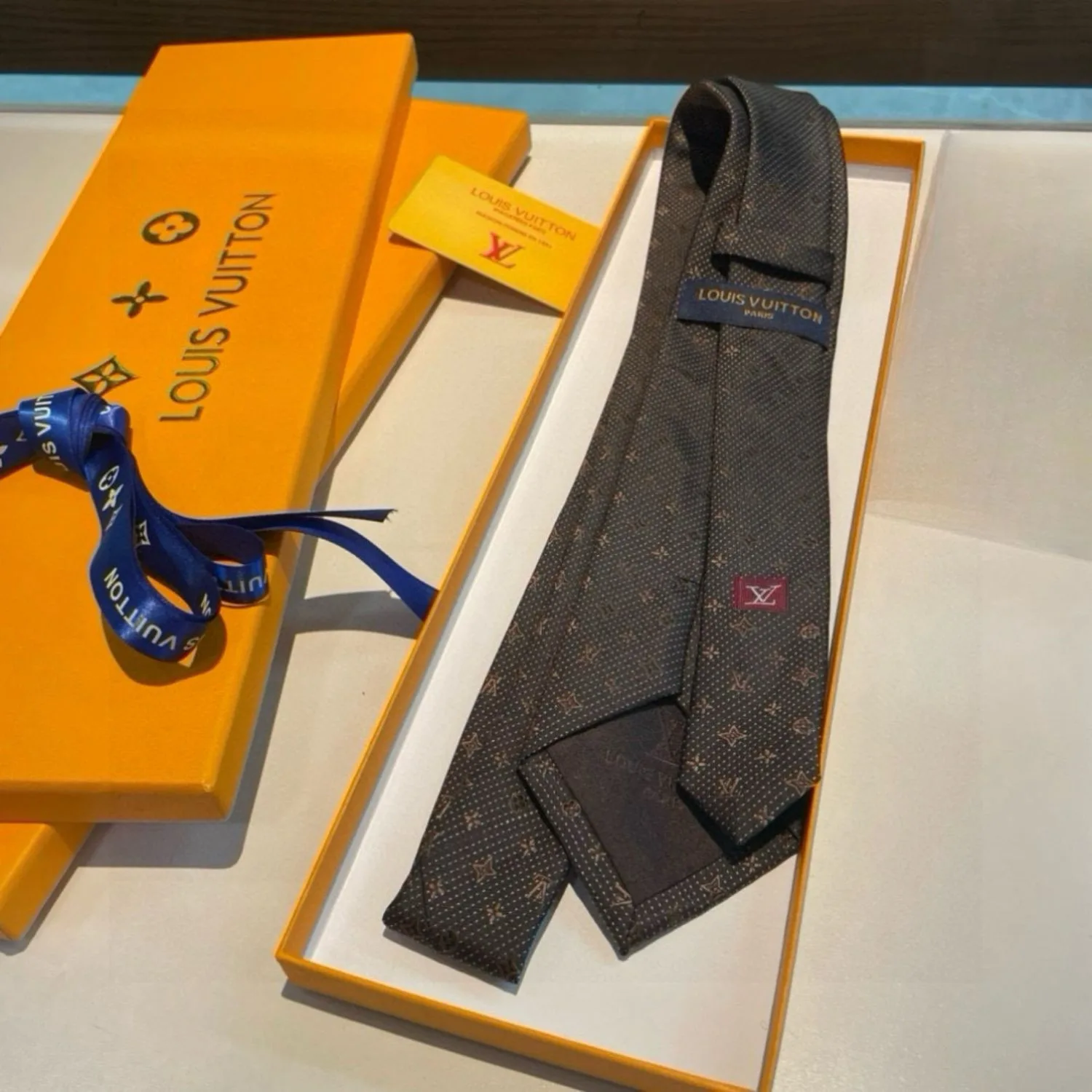 Louis Vuitton Monogram Silk Tie Deep Brown - Image 6