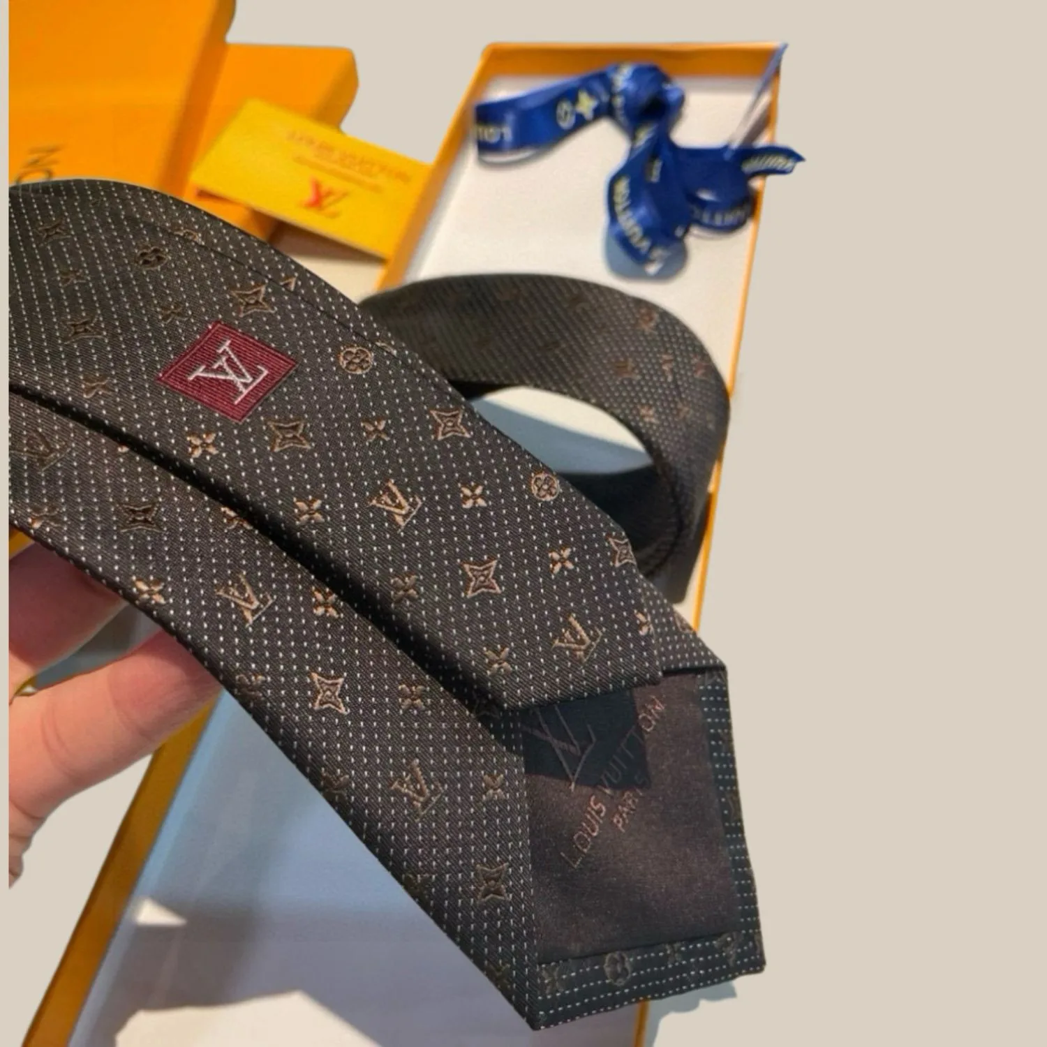 Louis Vuitton Monogram Silk Tie Deep Brown - Image 4