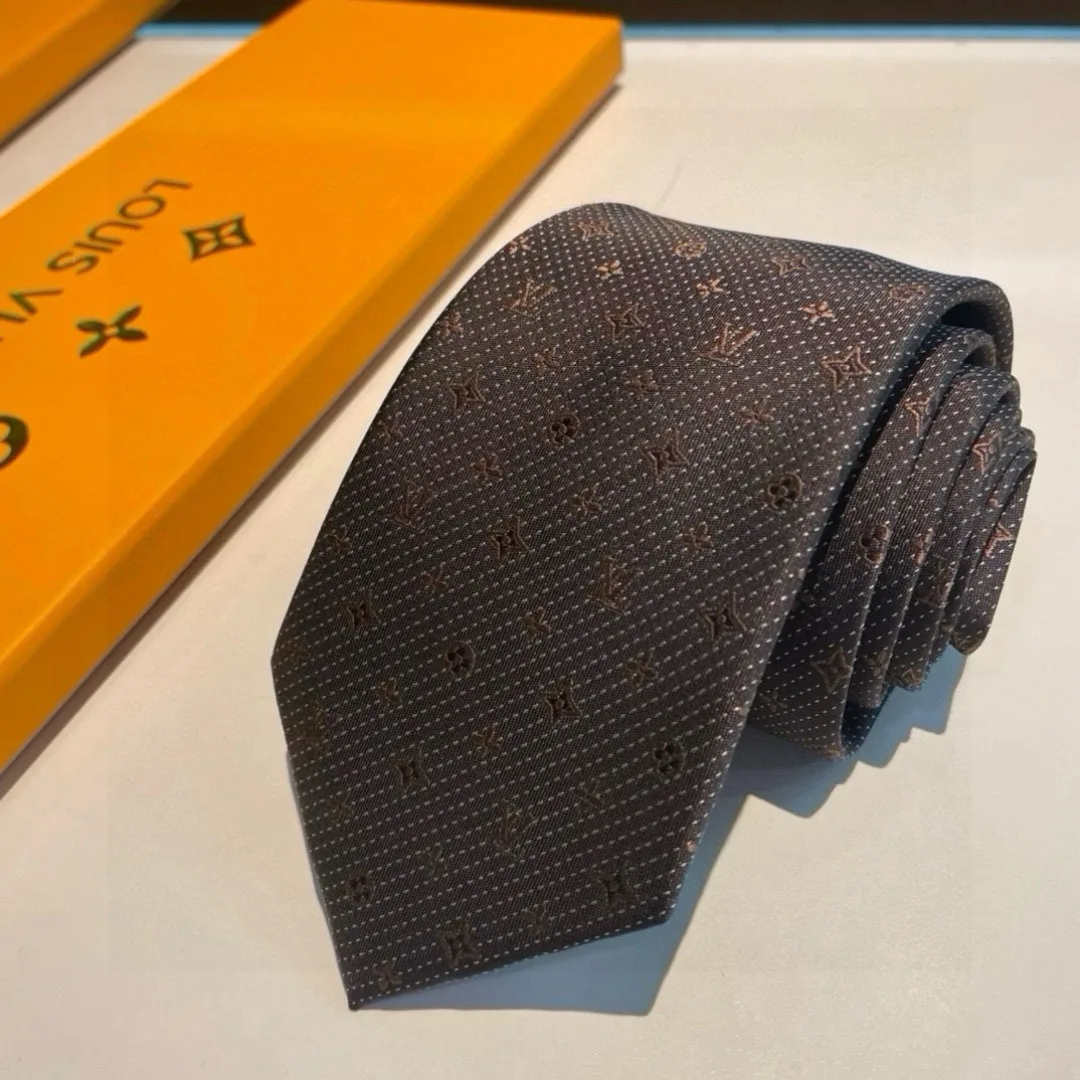 Louis Vuitton Monogram Silk Tie Deep Brown - Image 8