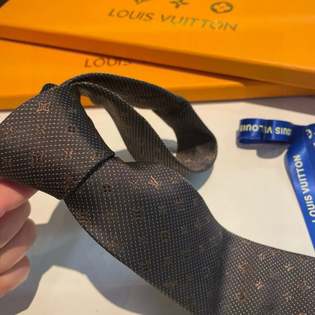 Louis Vuitton Monogram Silk Tie Deep Brown - Image 9