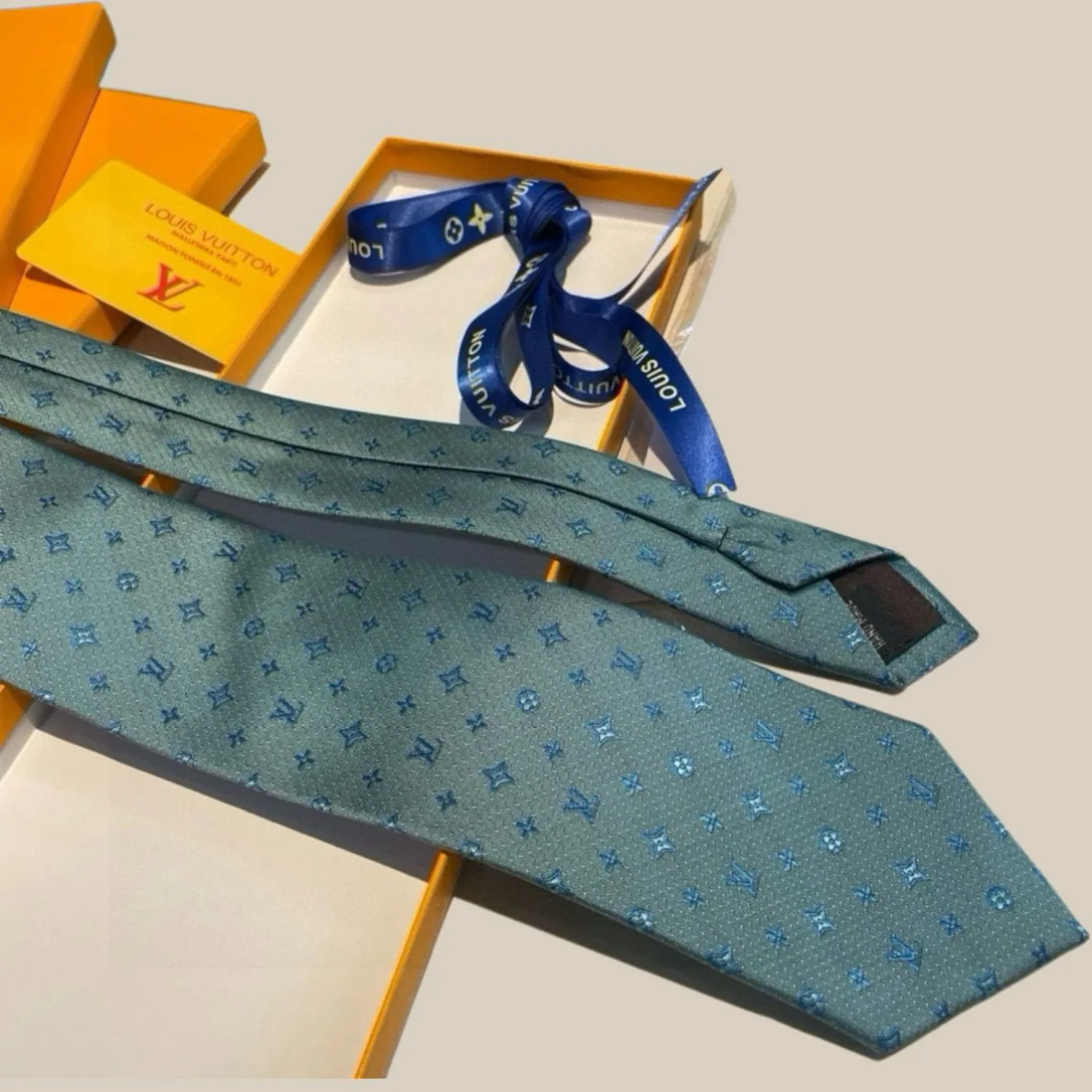 Louis Vuitton Monogram Silk Tie Mint - Image 5