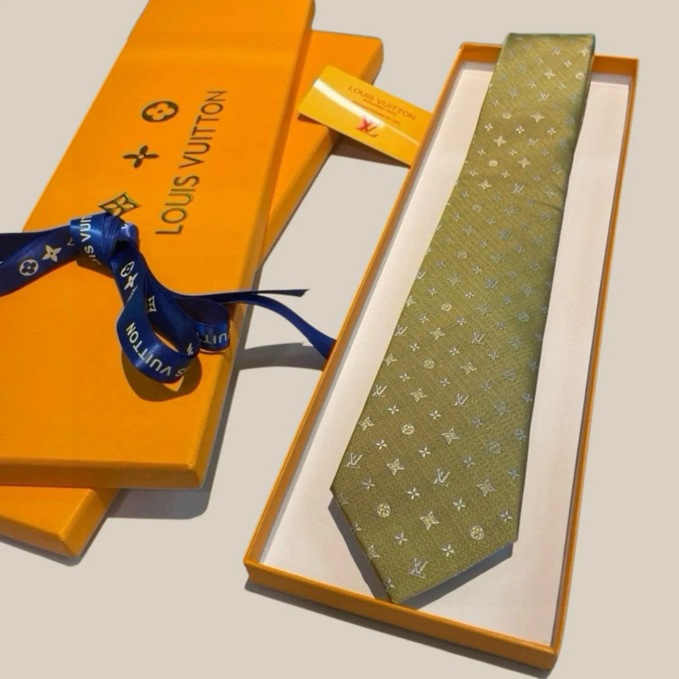 Louis Vuitton Monogram Silk Tie Mustard - Image 4