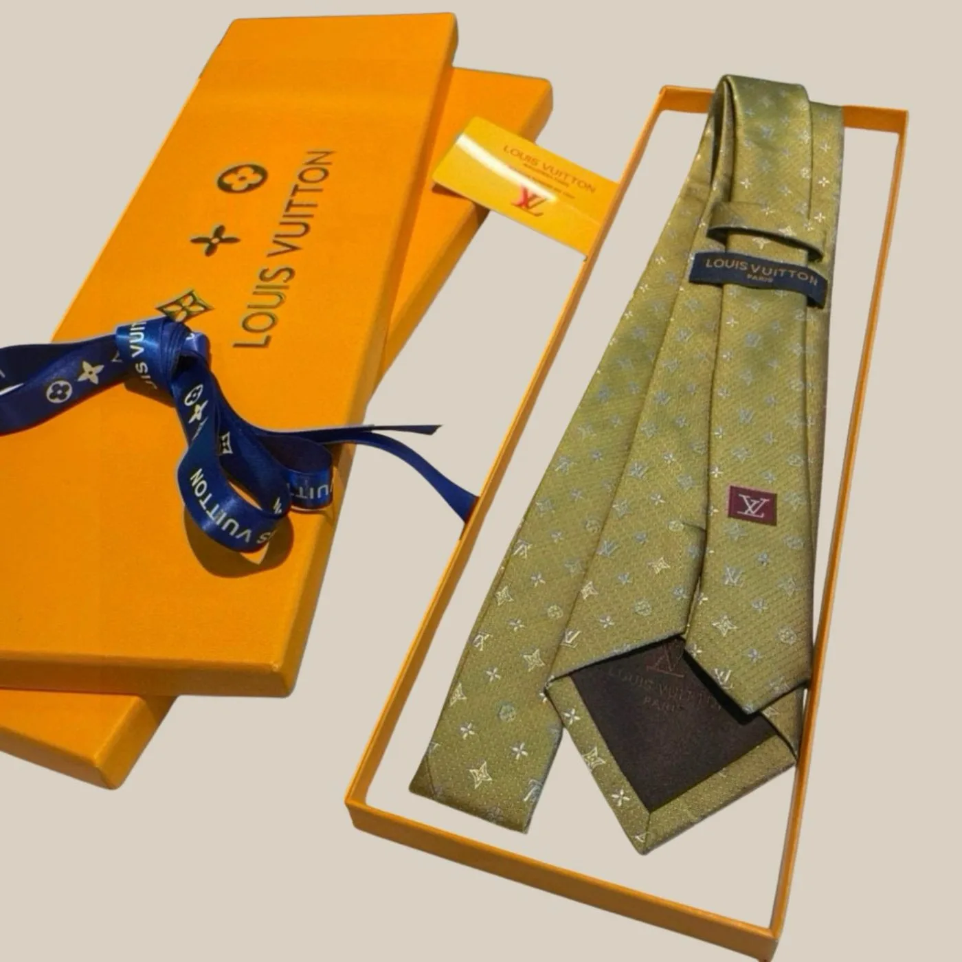 Louis Vuitton Monogram Silk Tie Mustard - Image 3