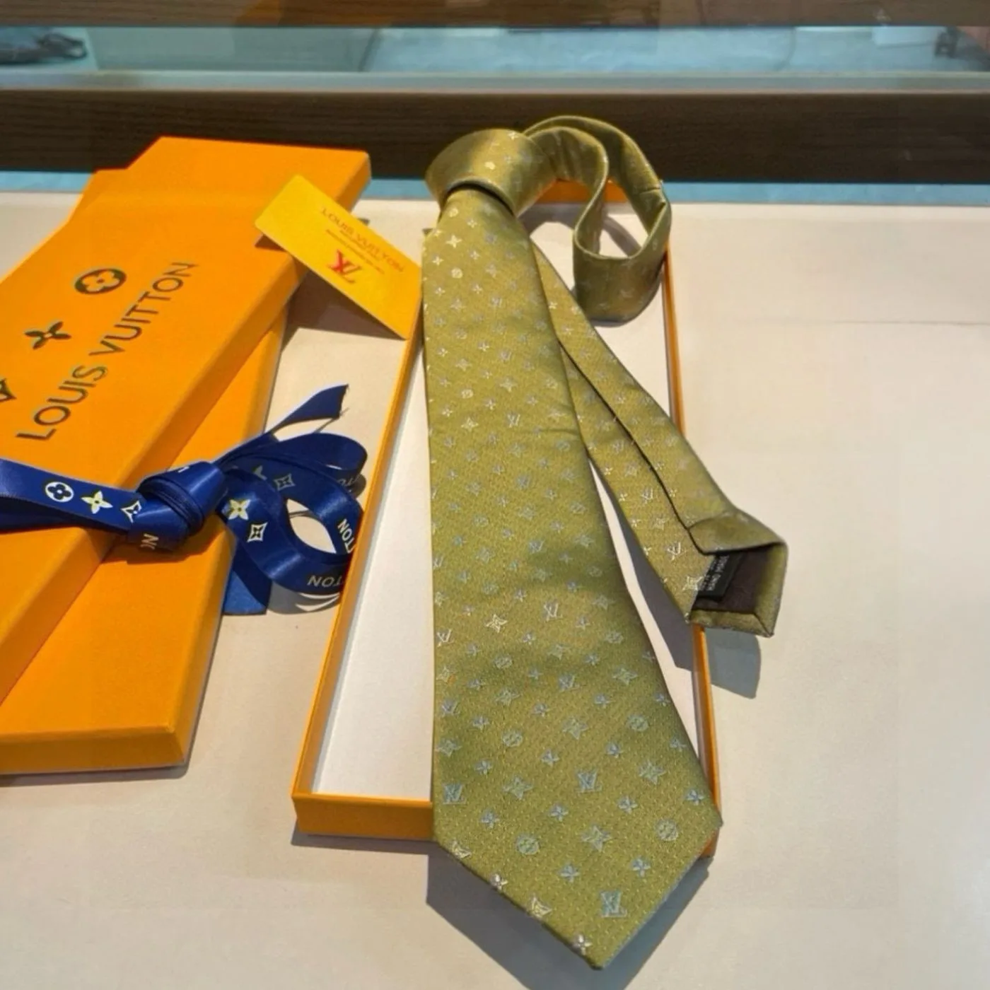 Louis Vuitton Monogram Silk Tie Mustard - Image 5