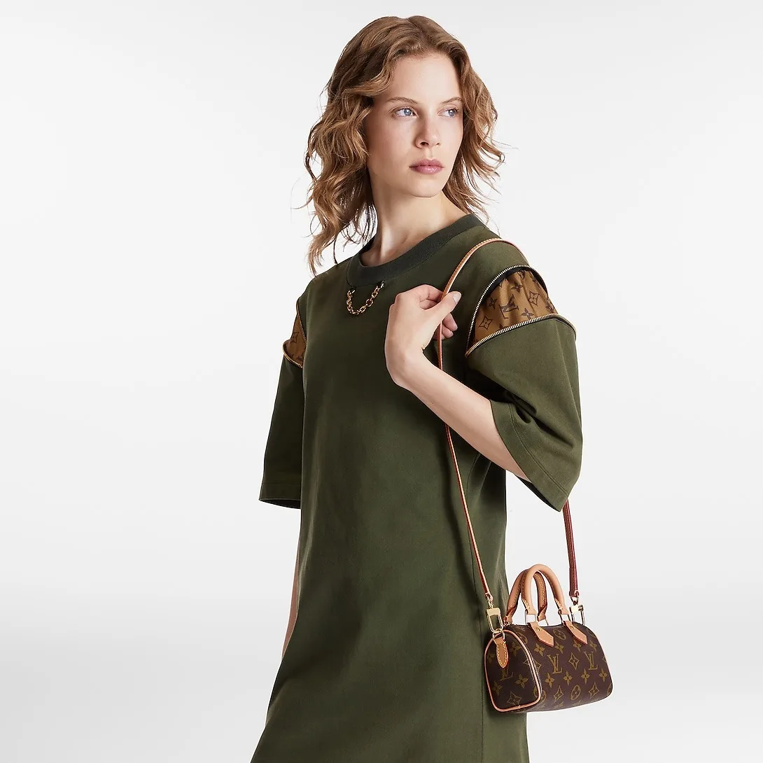 Louis Vuitton Nano Speedy Top Handle Bag / Brown Gold Hardware - Image 2