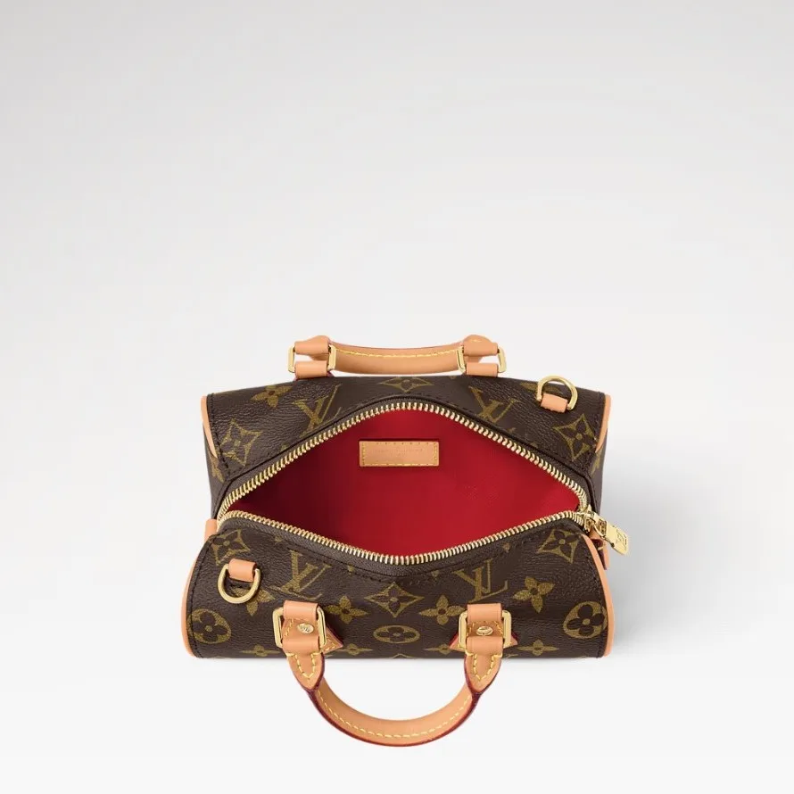 Louis Vuitton Nano Speedy Dating Top Handle Bag / Brown Gold Hardware - Image 3