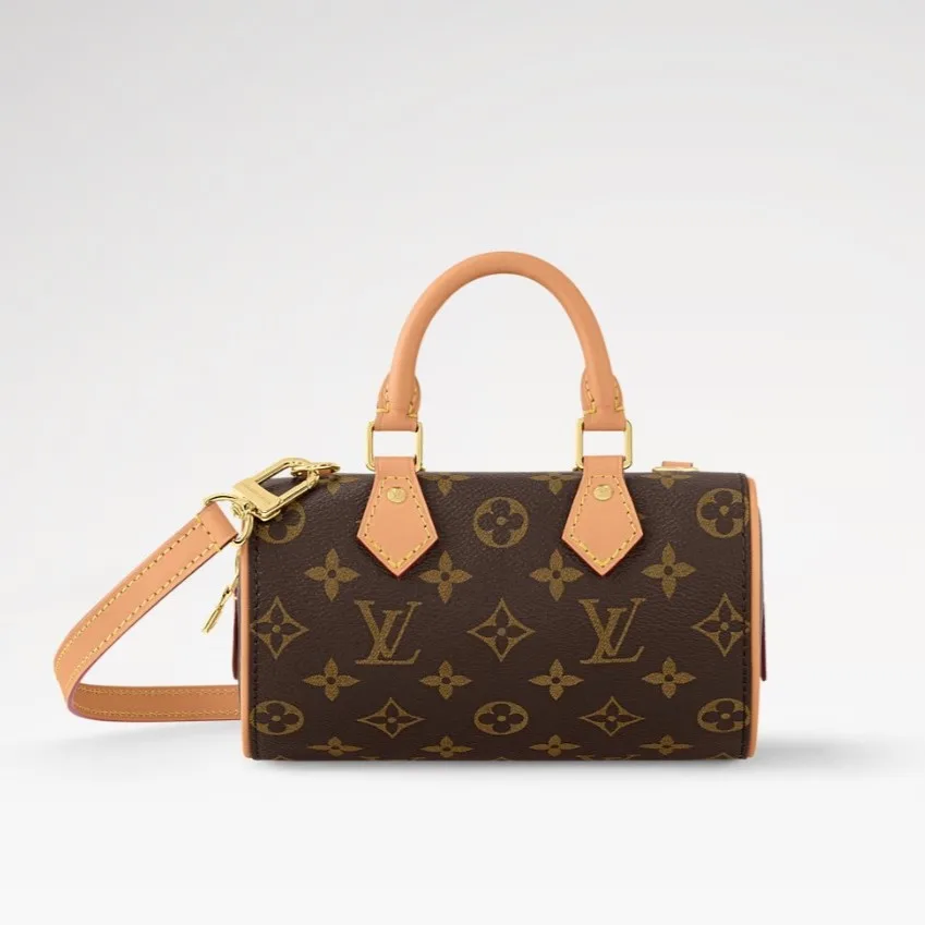 Louis Vuitton Nano Speedy Dating Top Handle Bag / Brown Gold Hardware - Image 4