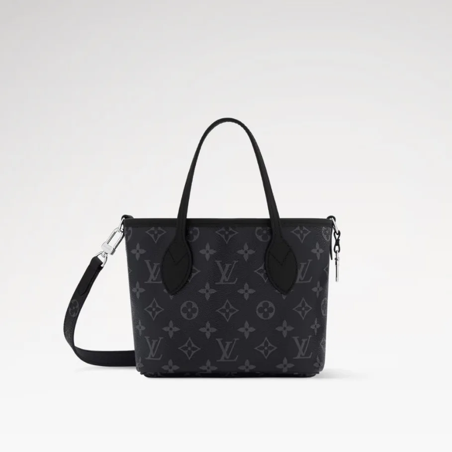 Louis Vuitton Neverfull Bandouliere Inside Out BB Tote Bag / Black Silver Hardware - Image 4