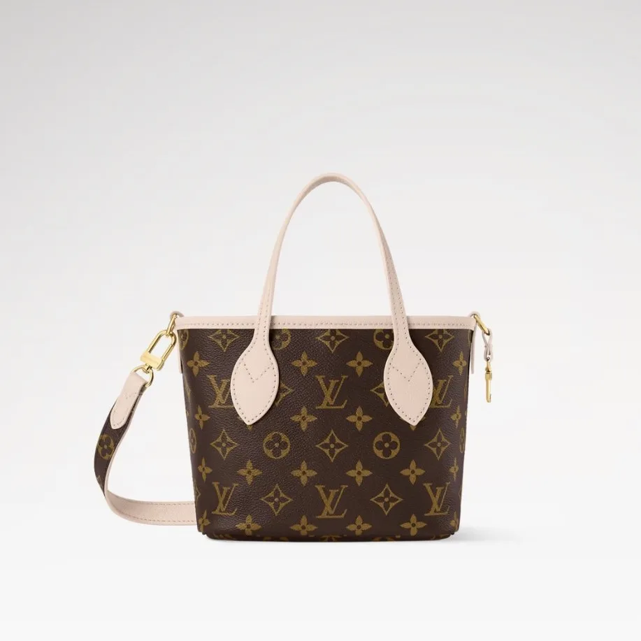 Louis Vuitton Neverfull Bandouliere Inside Out BB Tote Bag / Limestone Gold Hardware - Image 8