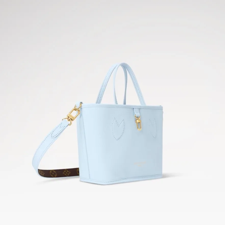 Louis Vuitton Neverfull Bandouliere Inside Out BB Tote Bag / Monogram Sky Blue Gold Hardware - Image 3