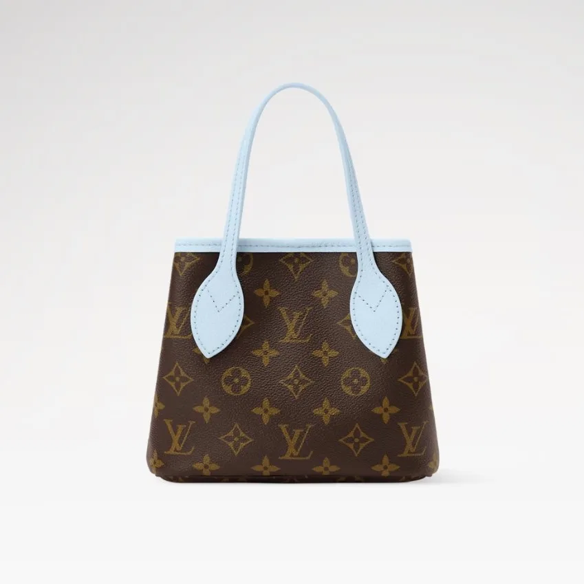 Louis Vuitton Neverfull Bandouliere Inside Out BB Tote Bag / Monogram Sky Blue Gold Hardware - Image 5