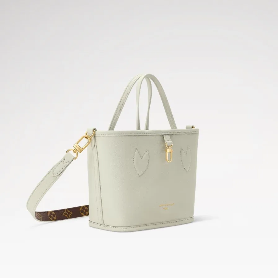 Louis Vuitton Neverfull Bandoulière Inside Out BB Tote Bag / Monogram Celadon Gold Hardware - Image 5