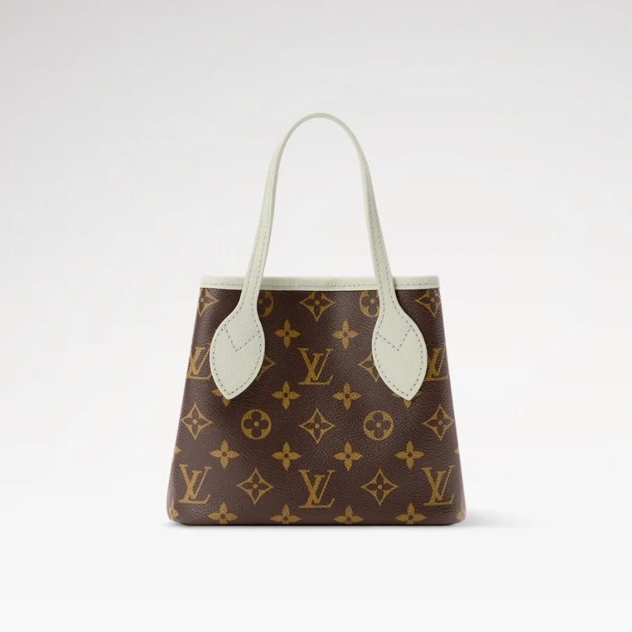 Louis Vuitton Neverfull Bandoulière Inside Out BB Tote Bag / Monogram Celadon Gold Hardware - Image 7