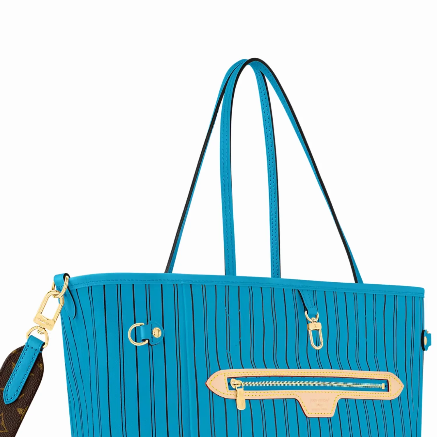 Louis Vuitton Neverfull Bandouliere Inside Out MM Tote Bag / Gaston Blue Gold Hardware - Image 6