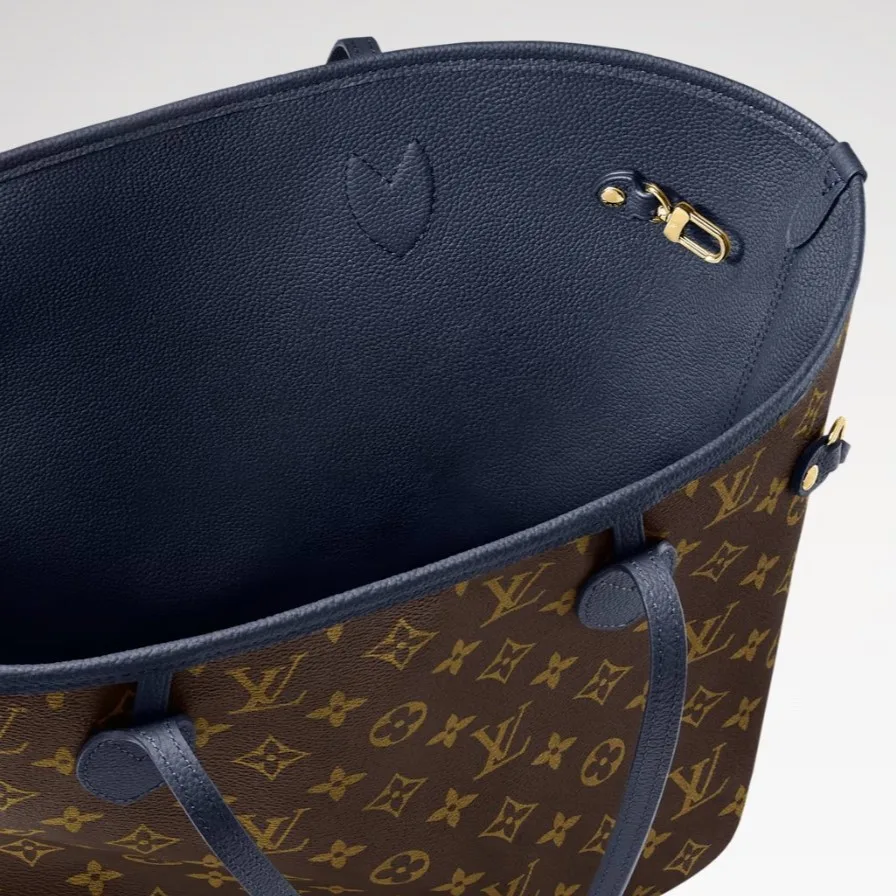 Louis Vuitton Neverfull Inside Out MM Tote Bag / Navy Gold Hardware - Image 6