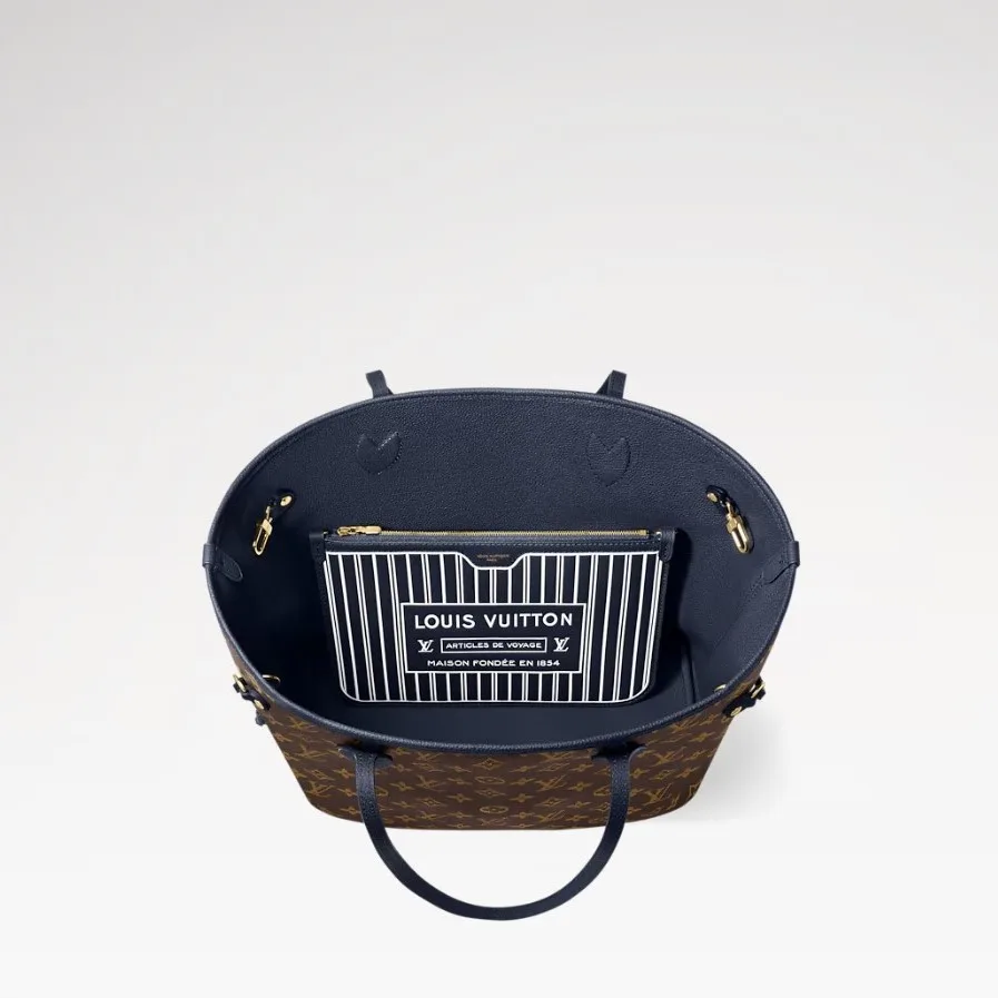 Louis Vuitton Neverfull Inside Out MM Tote Bag / Navy Gold Hardware - Image 8