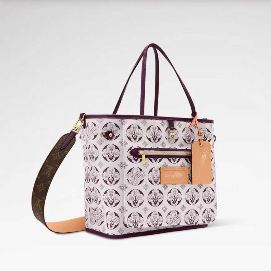 Louis Vuitton Neverfull Inside Out MM Tote Bag / Monogram/ Purple Gold Hardware - Image 3