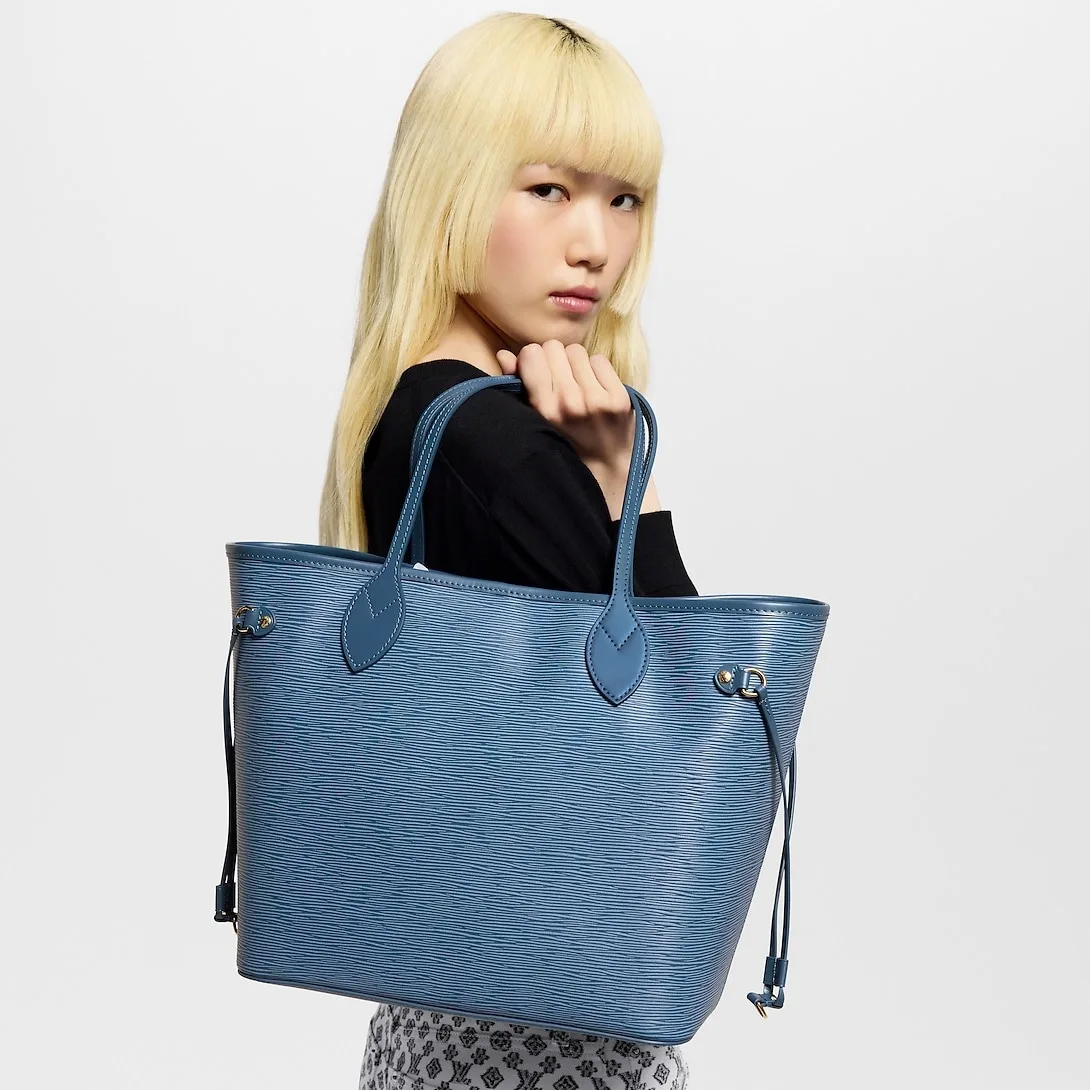 Alternative view of Louis Vuitton Neverfull MM Tote Bag / Blue Gold Hardware