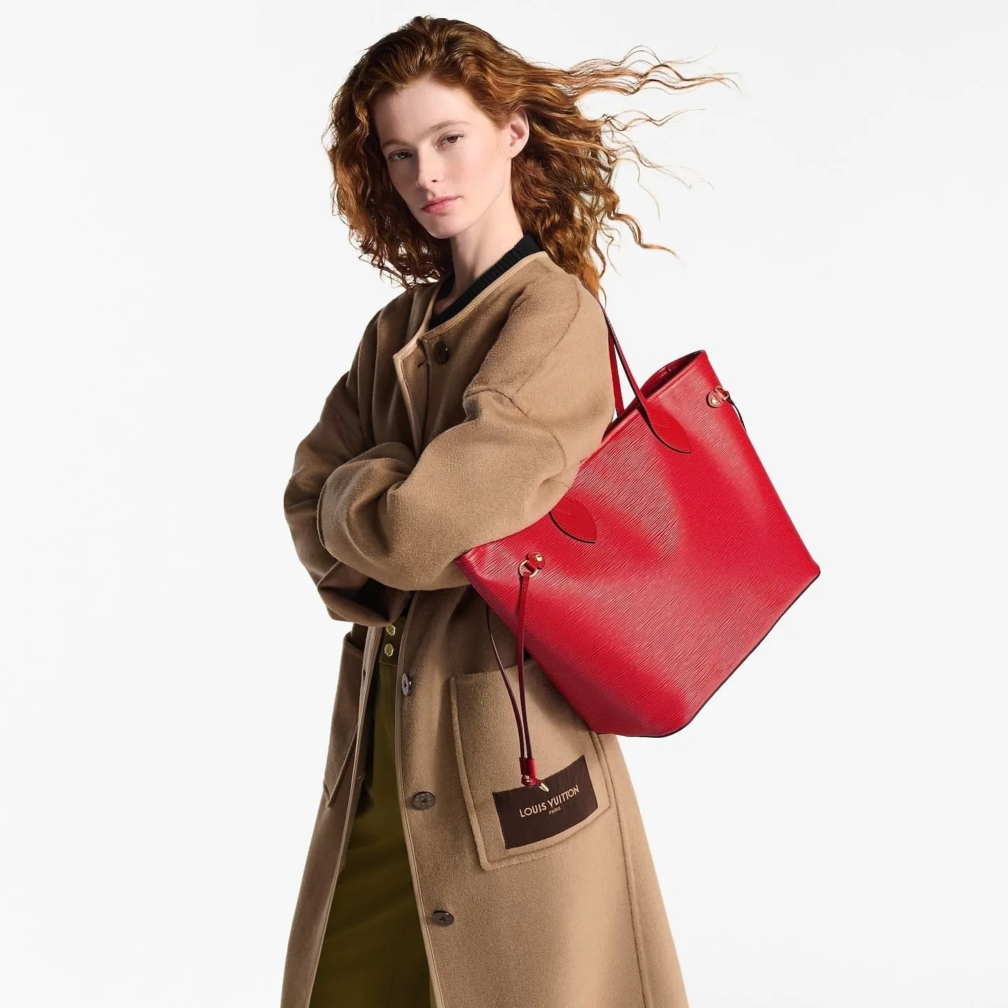 Alternative view of Louis Vuitton Neverfull MM Tote Bag / Castillan Red Gold Hardware