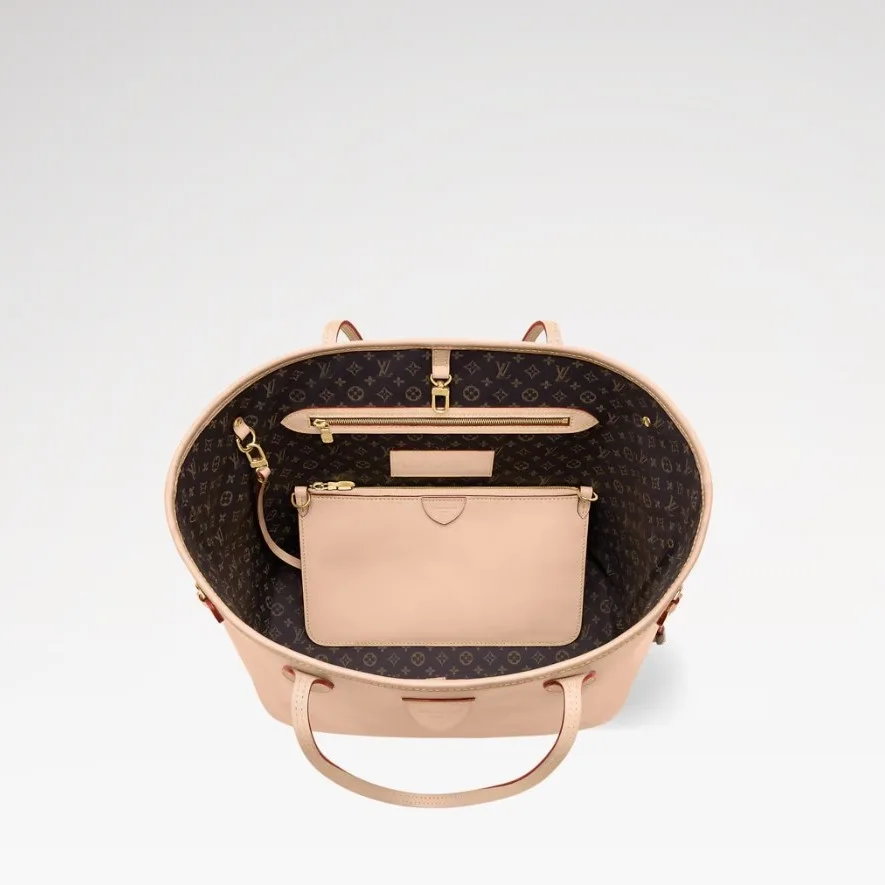 Louis Vuitton Neverfull MM Tote Bag / Beige Gold Hardware - Image 5